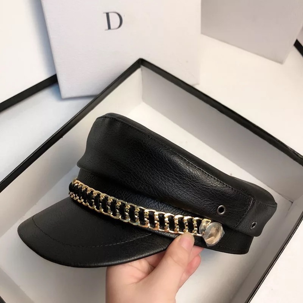 Faux Leather Motorcycle Hat